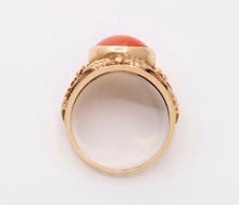 Load image into Gallery viewer, Victorian Edwardian Red Coral 14K Rose Gold Unisex Ring
