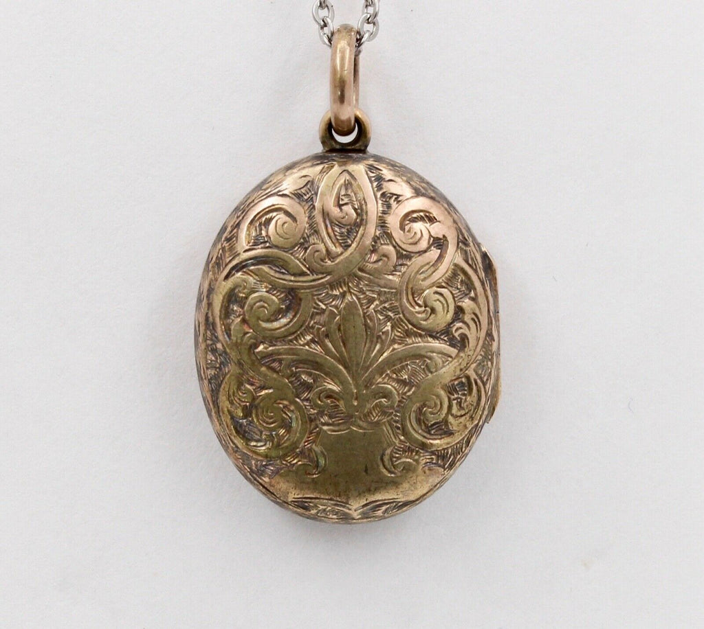 Victorian Mourning 10K Yellow Gold Enamel Cross Locket Pendant