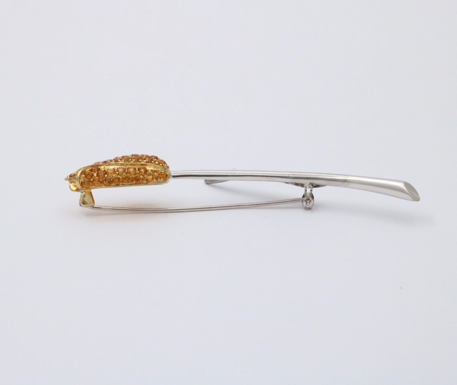 Vintage Elegant Tulip Yellow Sapphire & Champagne Diamond 18K White Gold Brooch
