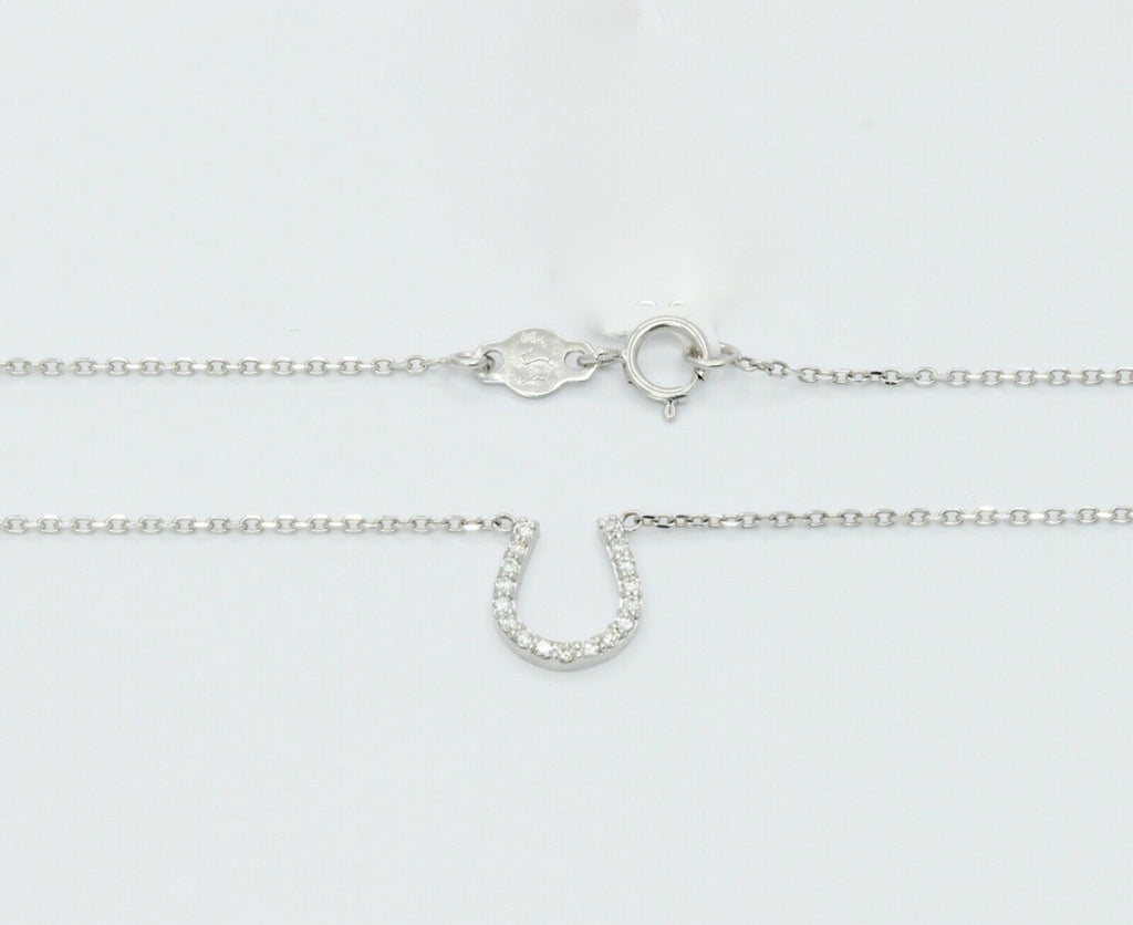 Lucky Horseshoe 18K White Gold Diamonds Necklace Pendant