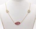 Vintage Red and White Rutelated Quartz 14K Yellow Gold Necklace