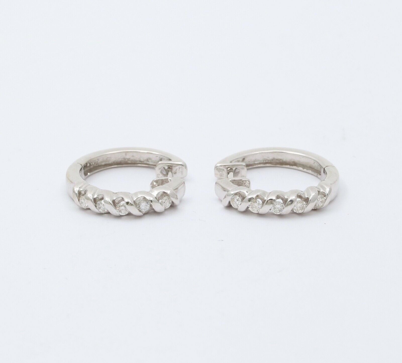 Classic Petite 14K White Gold Diamond Huggie Earrings