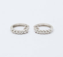 Load image into Gallery viewer, Classic Petite 14K White Gold Diamond Huggie Earrings
