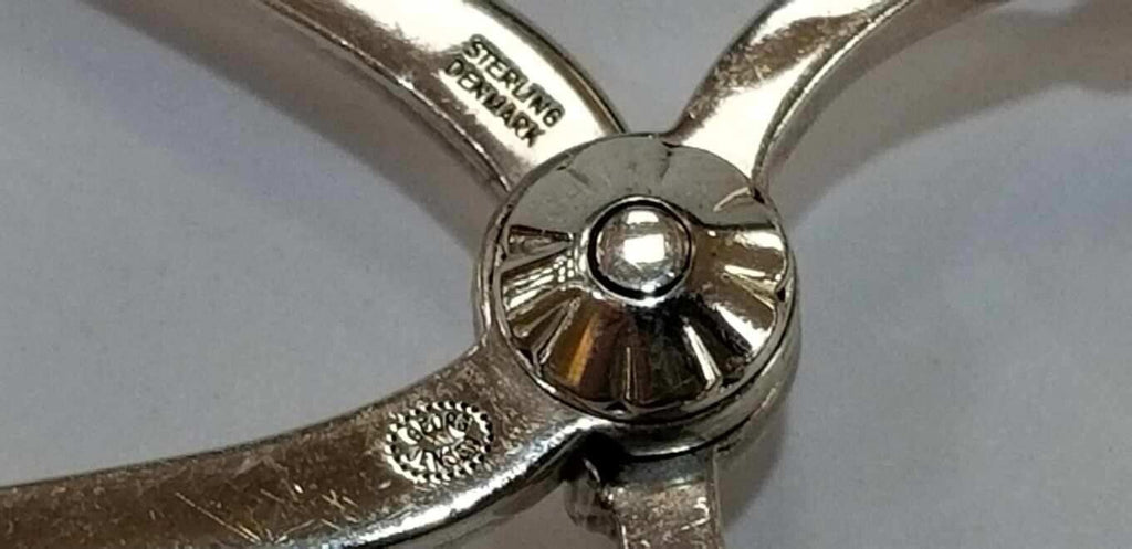Antique Georg Jensen Flower Scrollwork Sterling Silver Sugar Cube Tongs