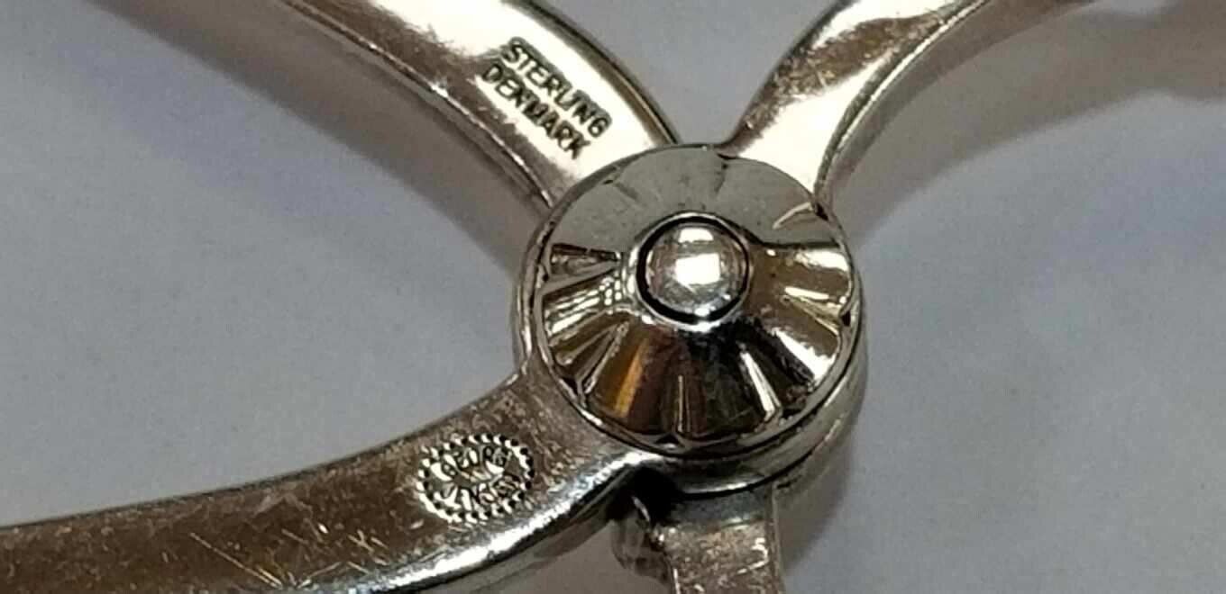 Antique Georg Jensen Flower Scrollwork Sterling Silver Sugar Cube Tongs
