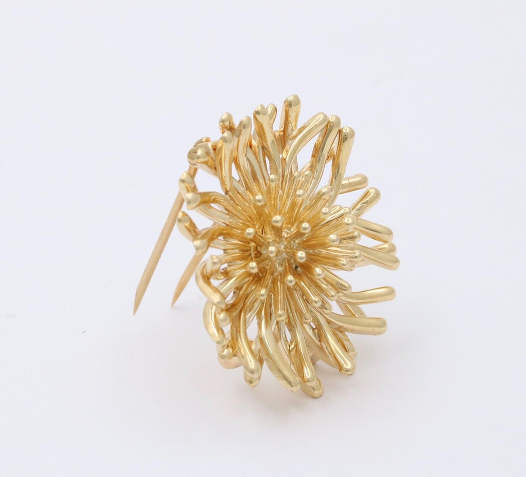 Vintage Tiffany and Co. 14K Yellow Gold Flower Brooch