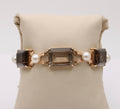 Vintage 14K Yellow Gold Smoky Topaz & Pearl Bracelet