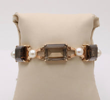 Load image into Gallery viewer, Vintage 14K Yellow Gold Smoky Topaz &amp; Pearl Bracelet
