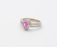 Load image into Gallery viewer, Classic 14K White Gold Pink Topaz Diamond Ring, Engagement Ring.
