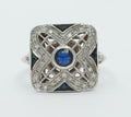 Vintage 18K White Gold Sapphire & Diamond Alternative Engagement Ring