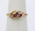Vintage 10K Yellow Gold Multi Color Stone Ring, Stacking Ring.