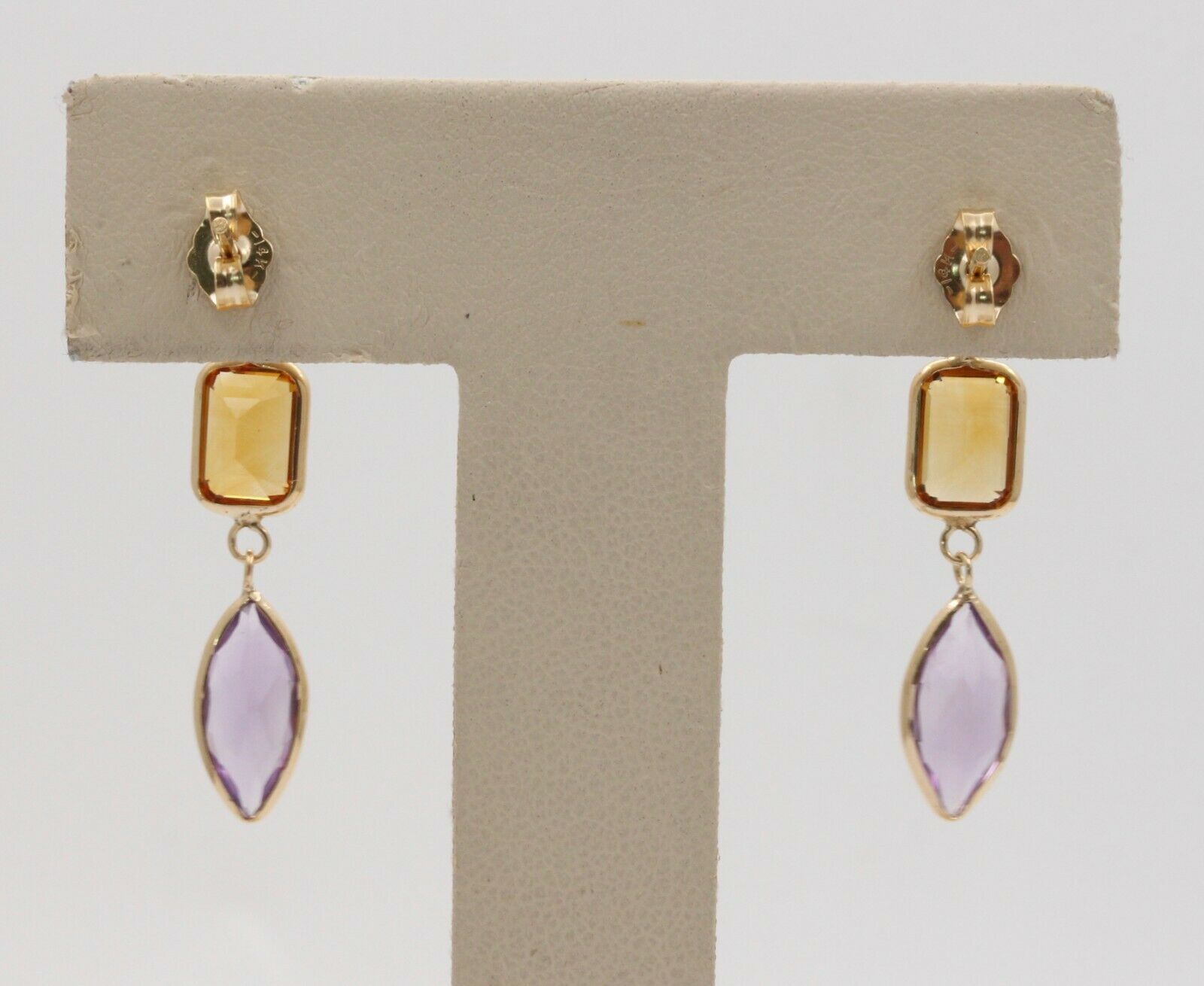 Fun 14K Yellow Gold Multi Color Quartz Hanging Earrings