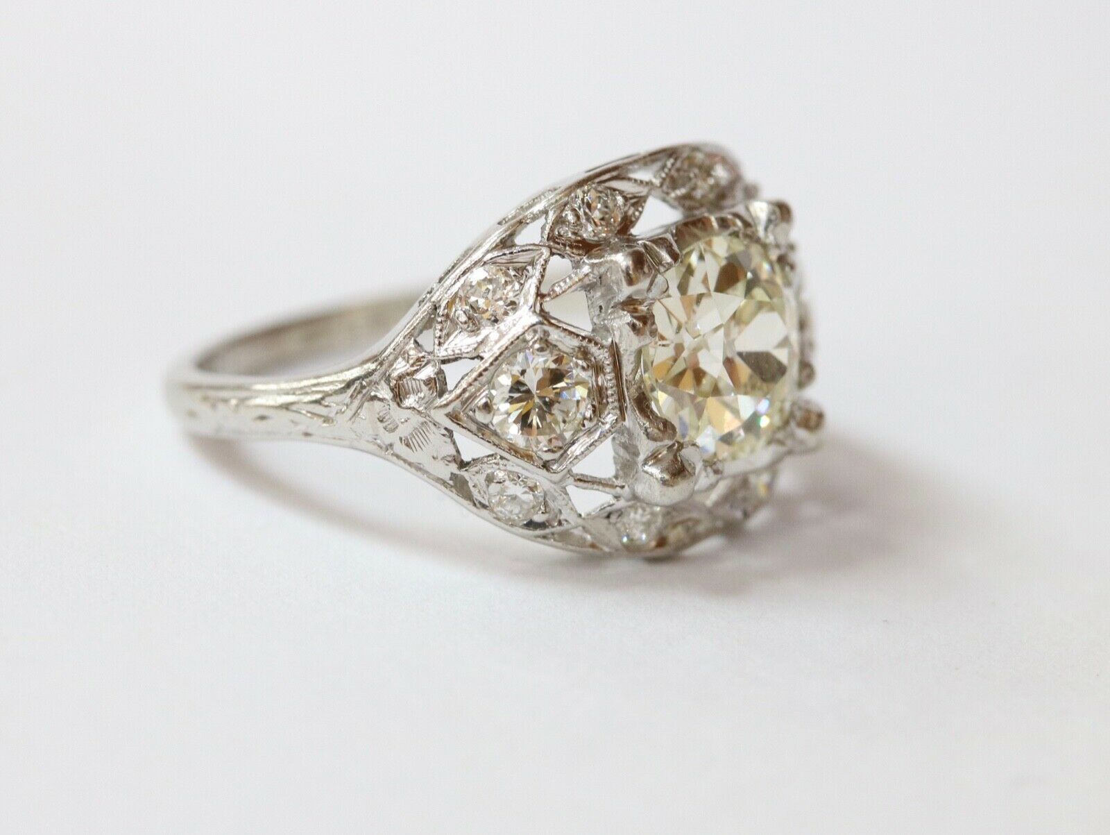 Art Deco Engagement Diamonds Platinum Ring
