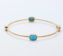 Load image into Gallery viewer, Vintage Ladies Turquoise 925 Gold Vermeil Bangle Bracelet
