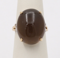 Vintage 10K Yellow Gold Smoky Topaz & Diamond Ring. Cocktail Ring