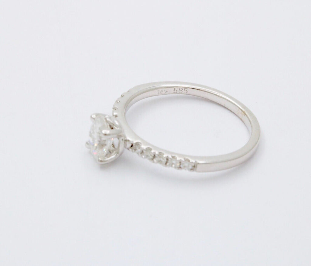 Vintage Solitaire Oval Diamond 14K White Gold Engagement Ring