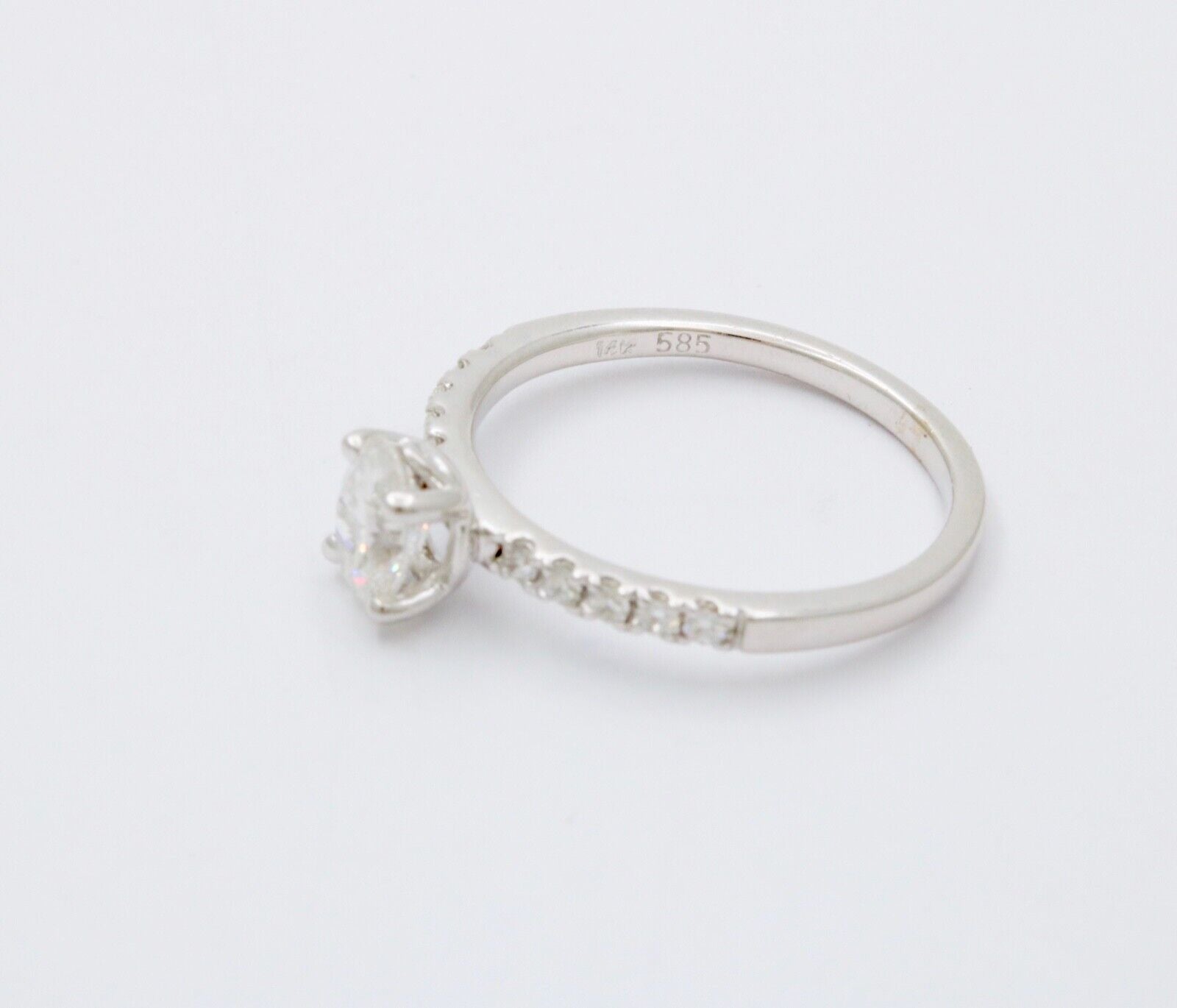 Vintage Solitaire Oval Diamond 14K White Gold Engagement Ring