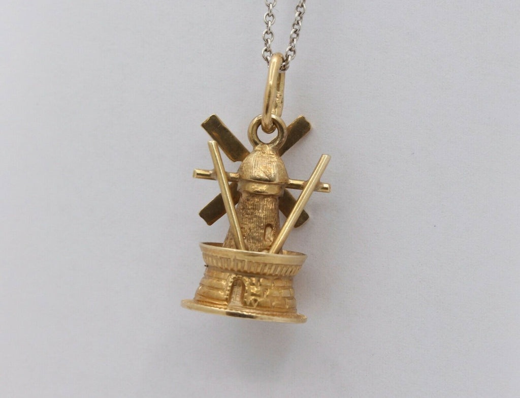 Vintage 14K Yellow Gold Windmill Charm