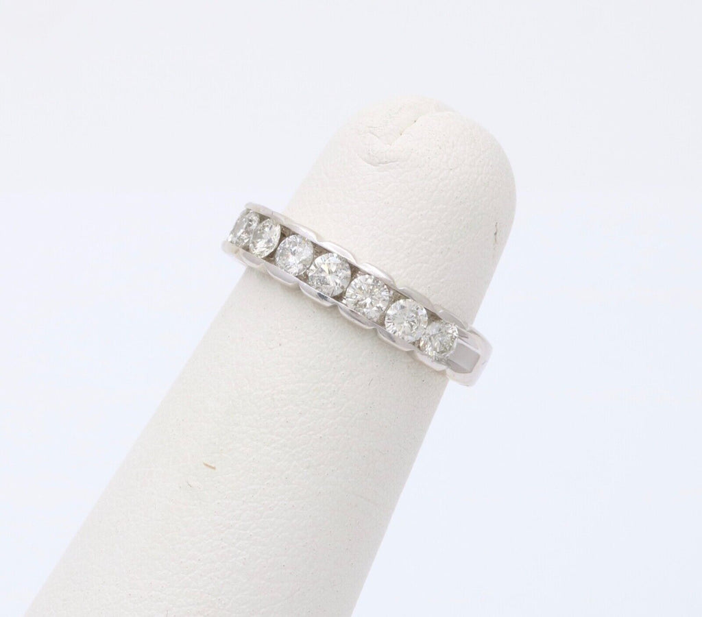 Vintage 14K White Gold Diamond Half Eternity Band.