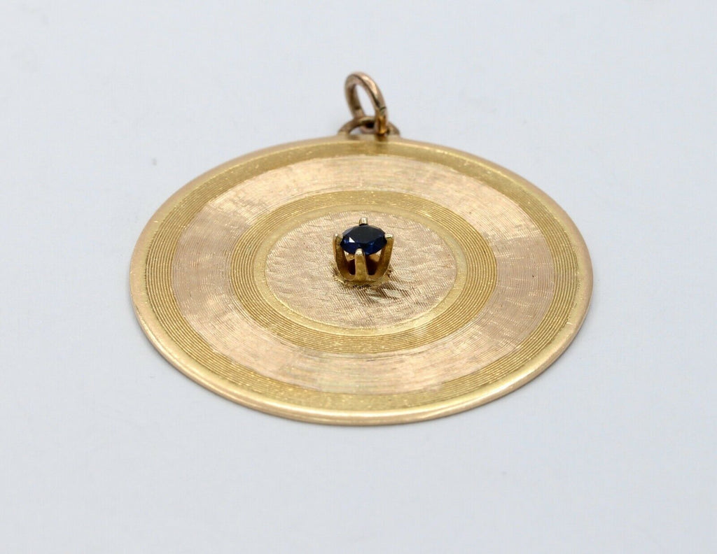 Vintage 14K Yellow Gold Sapphire Disk Pendant