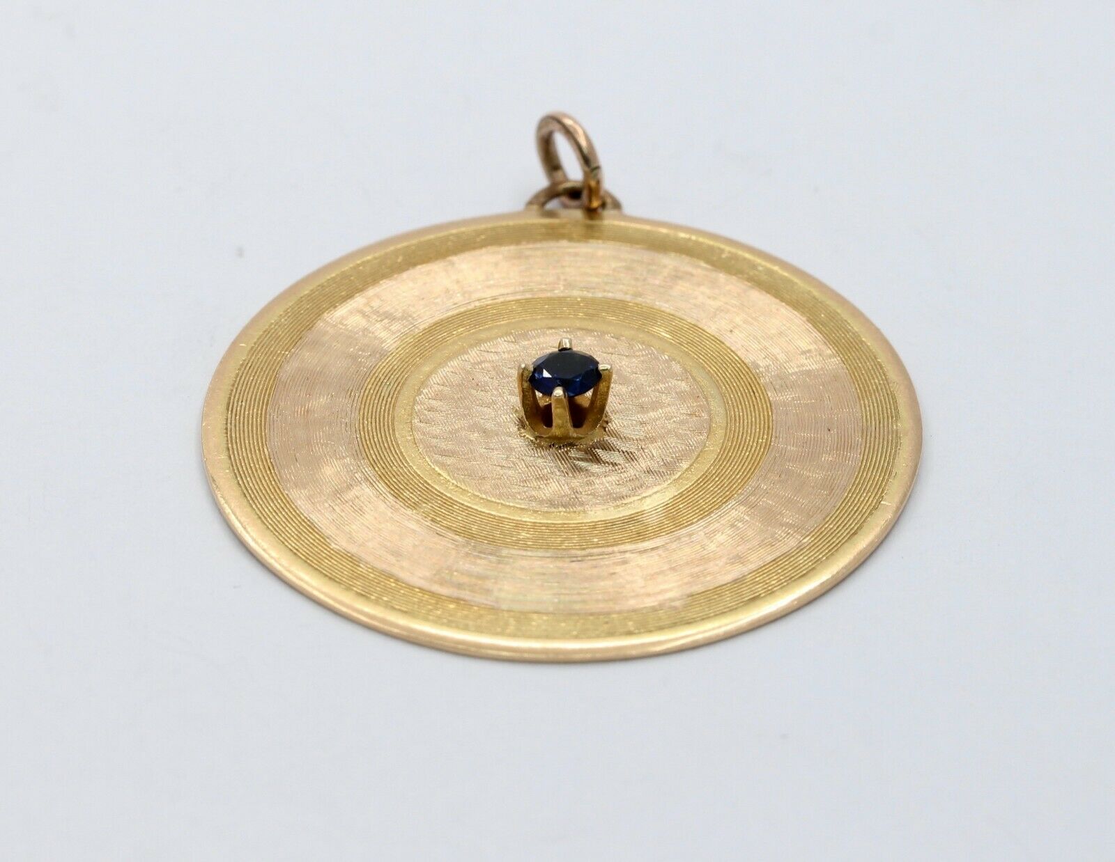 Vintage 14K Yellow Gold Sapphire Disk Pendant