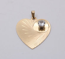 Load image into Gallery viewer, Vintage Heart 14K Yellow Gold CZ Pendant
