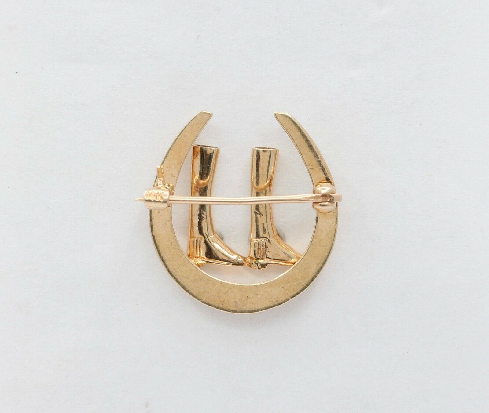Vintage 14K Yellow Gold Horseshoe Booth Brooch