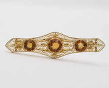 Load image into Gallery viewer, Vintage 14K Yellow Gold Citrine Bar Pin Brooch
