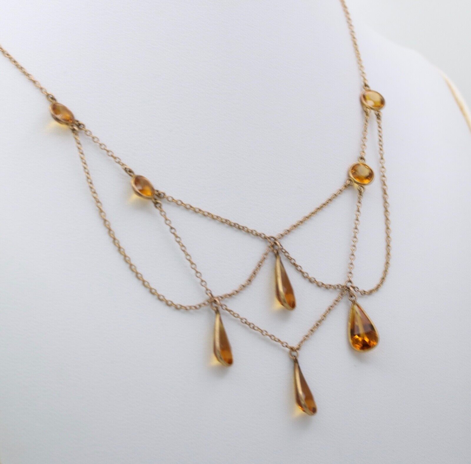 Vintage Festoon Chandelier Citrine Gold Filled Necklace