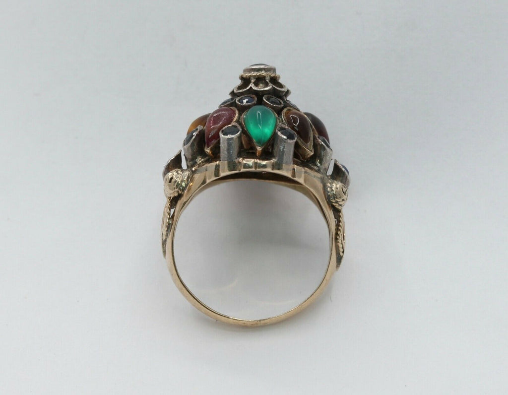 Vintage 18K Yellow Gold East Harmen Multi-Stone Ring