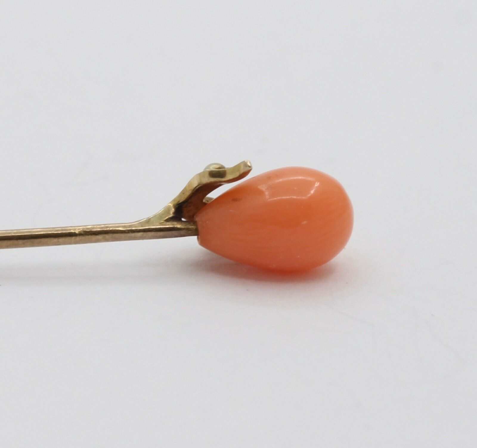 Vintage 14K Yellow Gold Coral Stick Pin