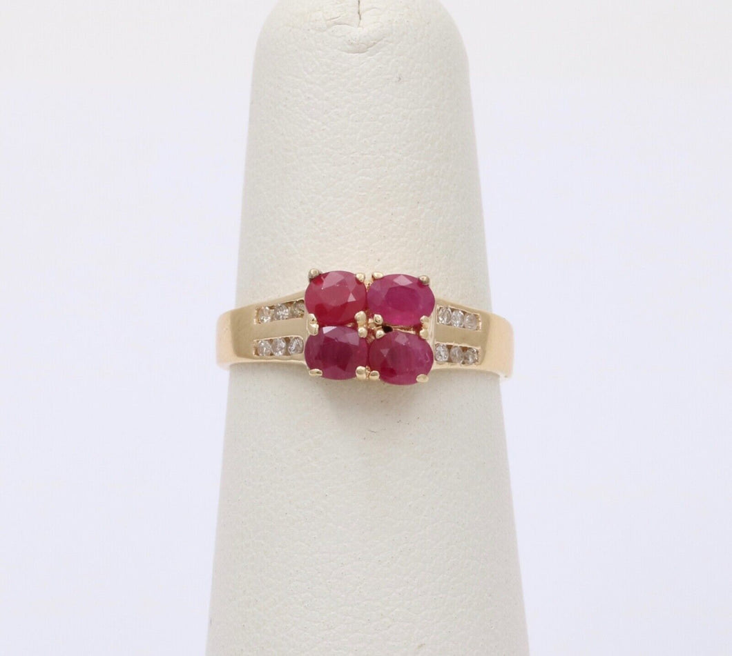 Vintage Rubies Diamonds 14K Yellow Gold Ring