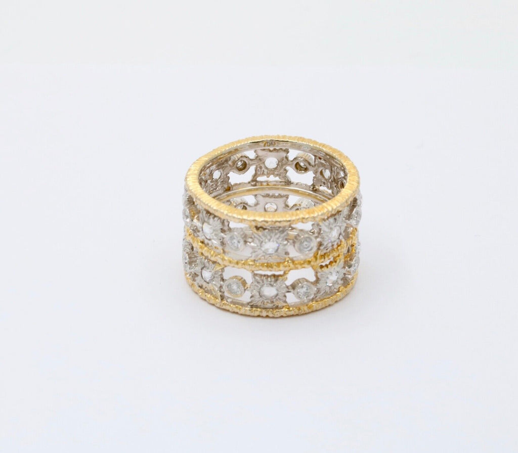 Vintage Ultra Wide Diamonds 18K YG Ring