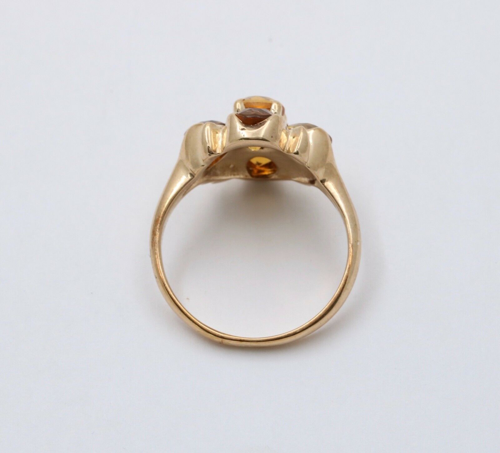Vintage 14K Yellow Gold Citrine Flower Ring, Cocktail Ring