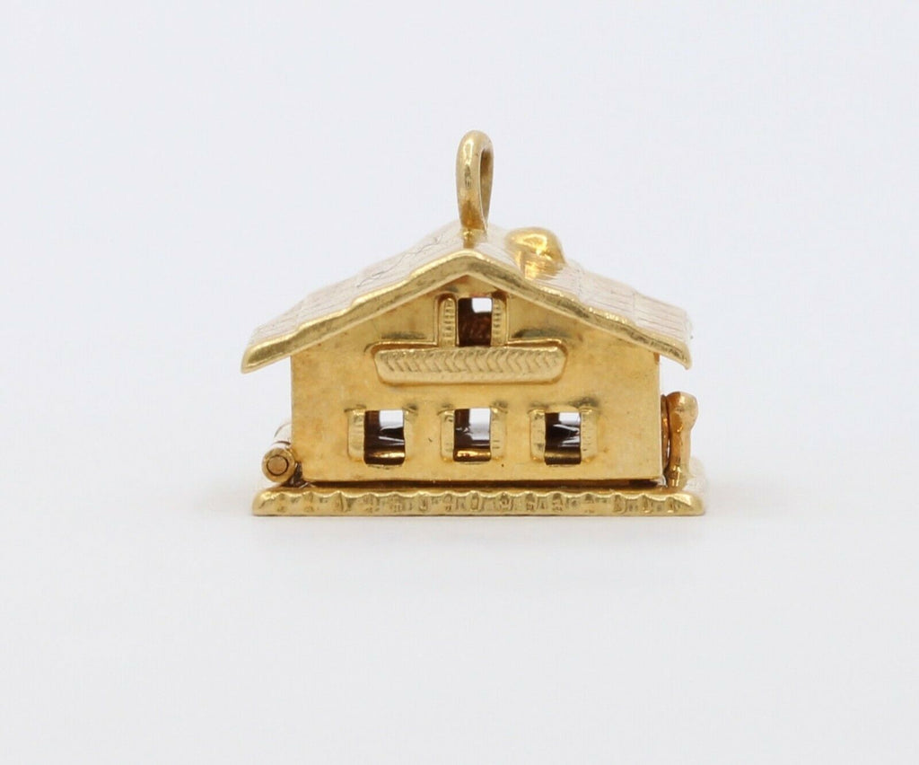 Vintage 14K Yellow Gold Opening House Pendant