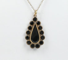 Load image into Gallery viewer, Victorian Teardrop Pendant Onyx Gold Filled
