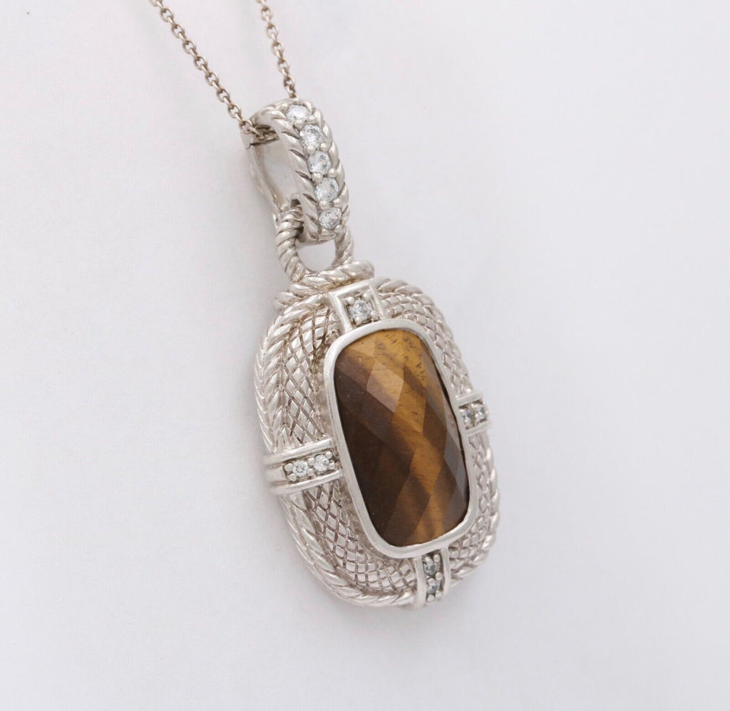 Classic Judith Ripka Tiger Eye Sterling Silver Pendant