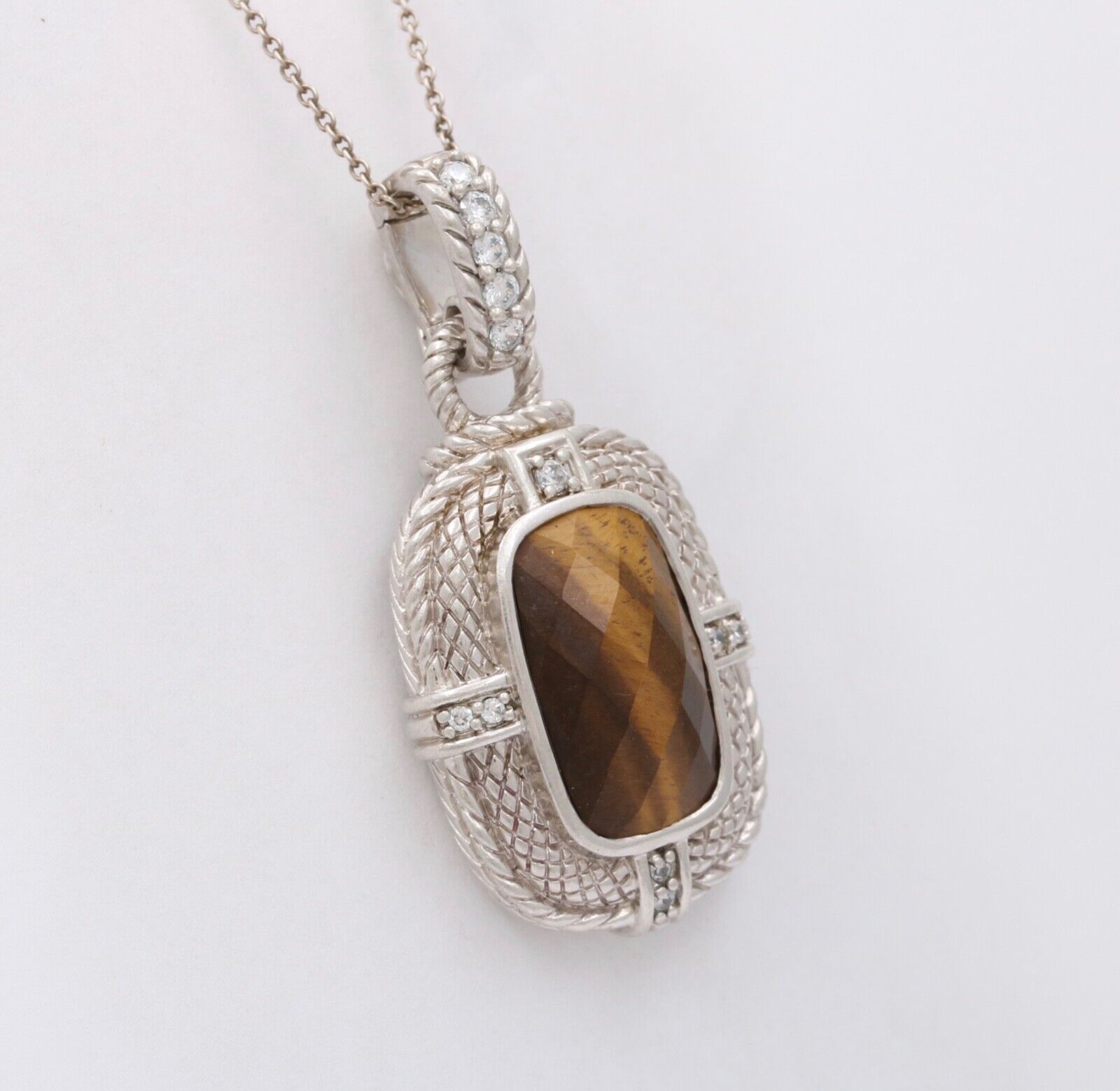 Classic Judith Ripka Tiger Eye Sterling Silver Pendant
