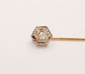 Art Deco Diamond 14K White and Yellow Gold Filagree Stick Pin