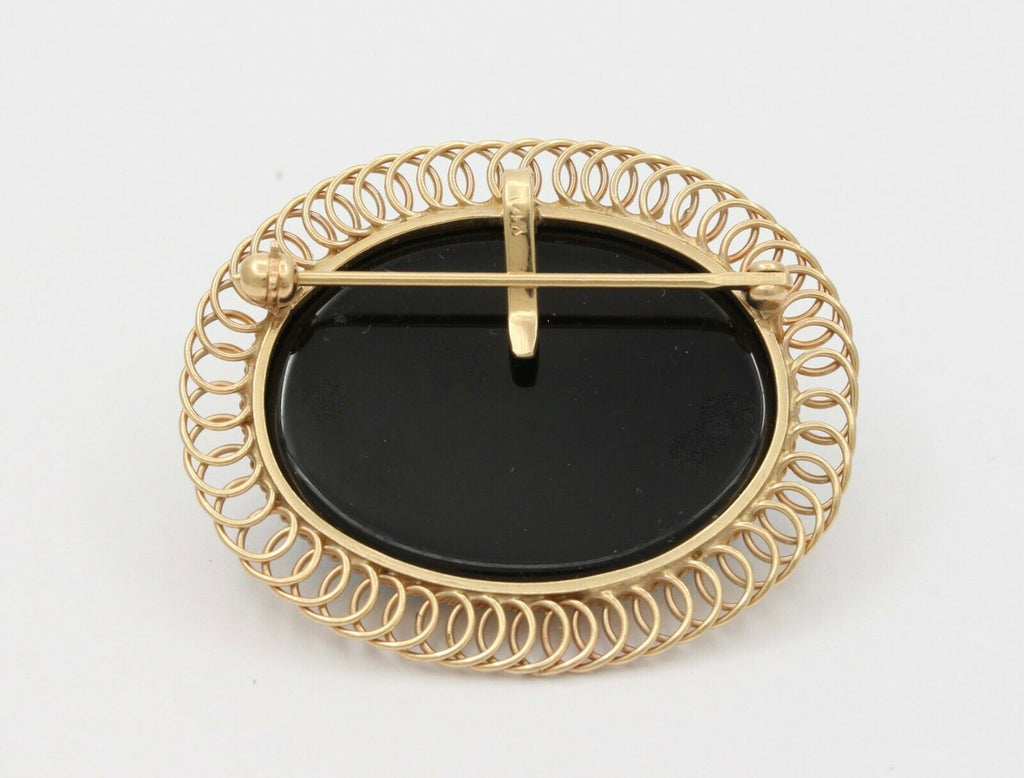 Vintage 14K Yellow Gold Dog Engraved Brooch
