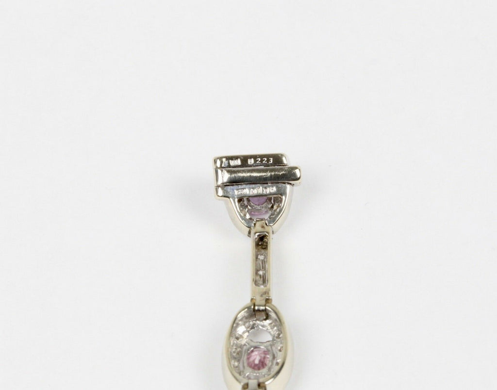 Vintage 18K White Gold Pink Sapphire Diamond Bracelet