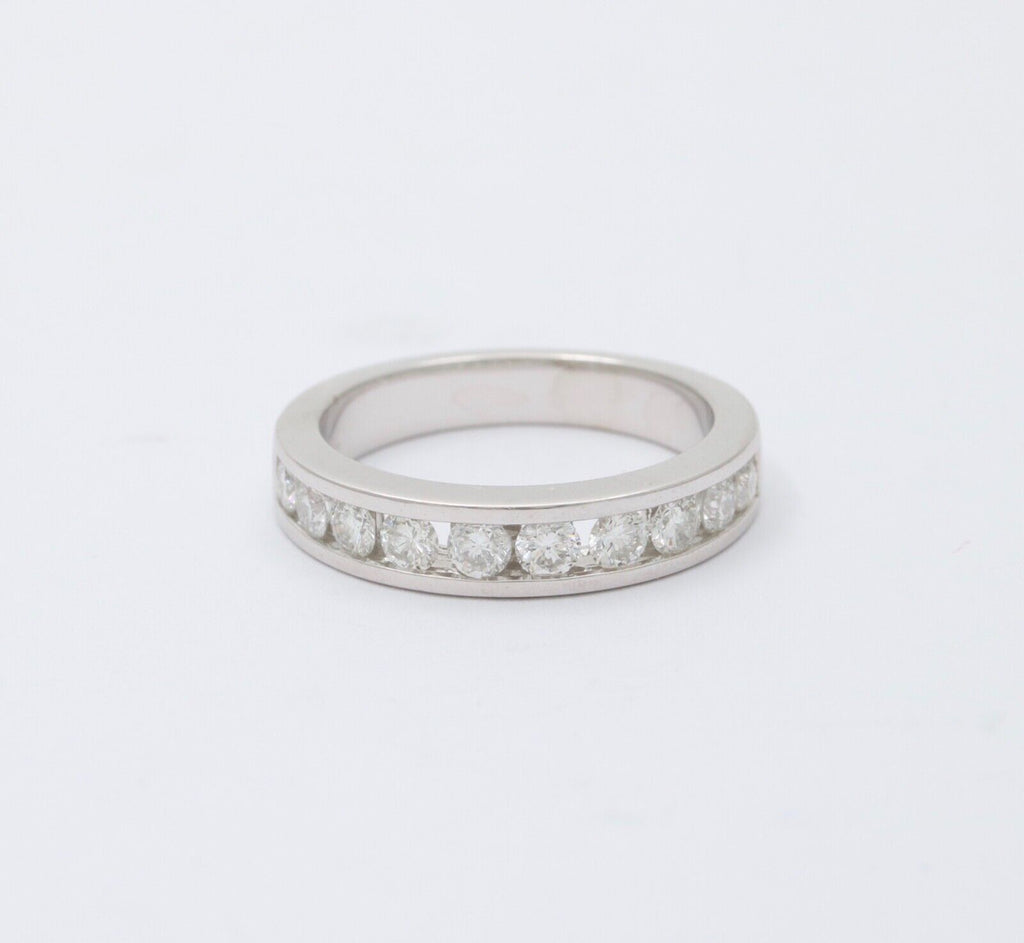 Vintage Wedding Band Diamonds 18K White Gold Ring