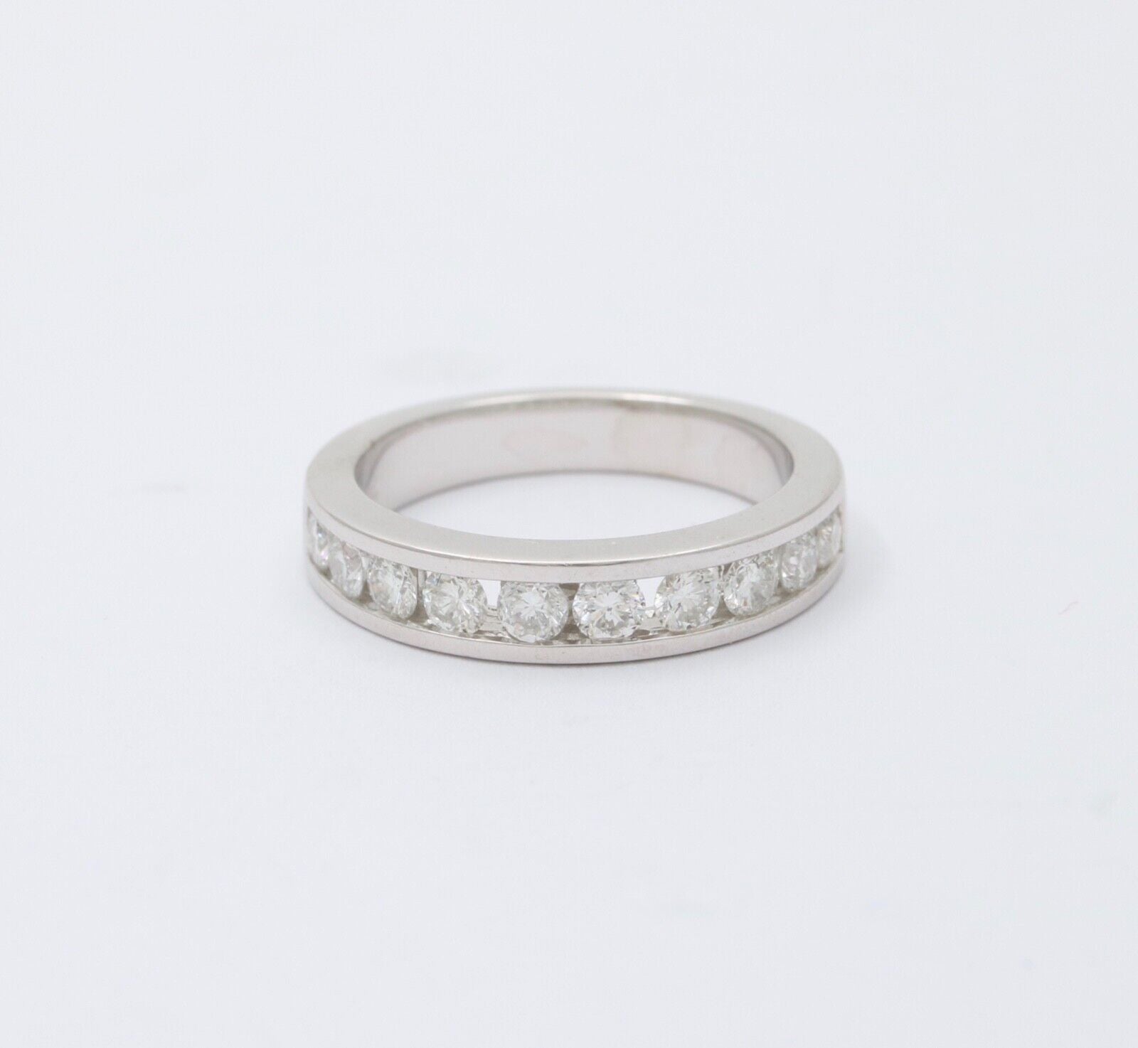 Vintage Wedding Band Diamonds 18K White Gold Ring