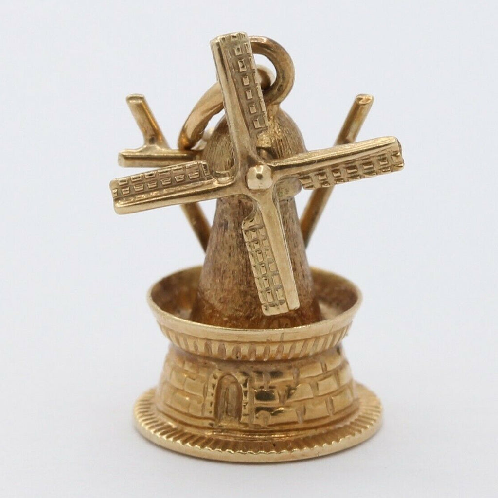 Vintage 14K Yellow Gold Windmill Charm