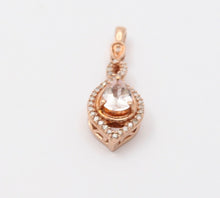 Load image into Gallery viewer, The Beautiful 10K Rose Gold Pear Shape Pink Quartz and Diamond Pendant, Necklace
