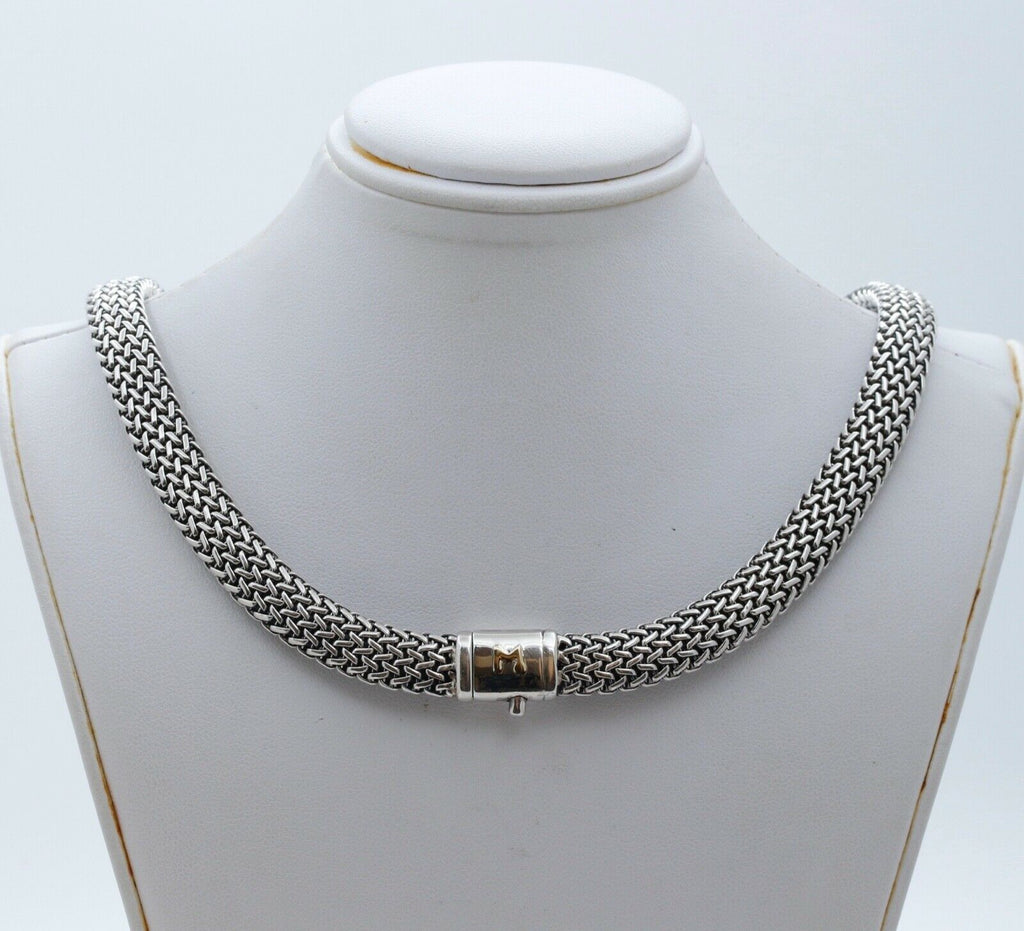 Vintage Flli Menegatti 18K 925 Sterling Silver Woven Choker Necklace