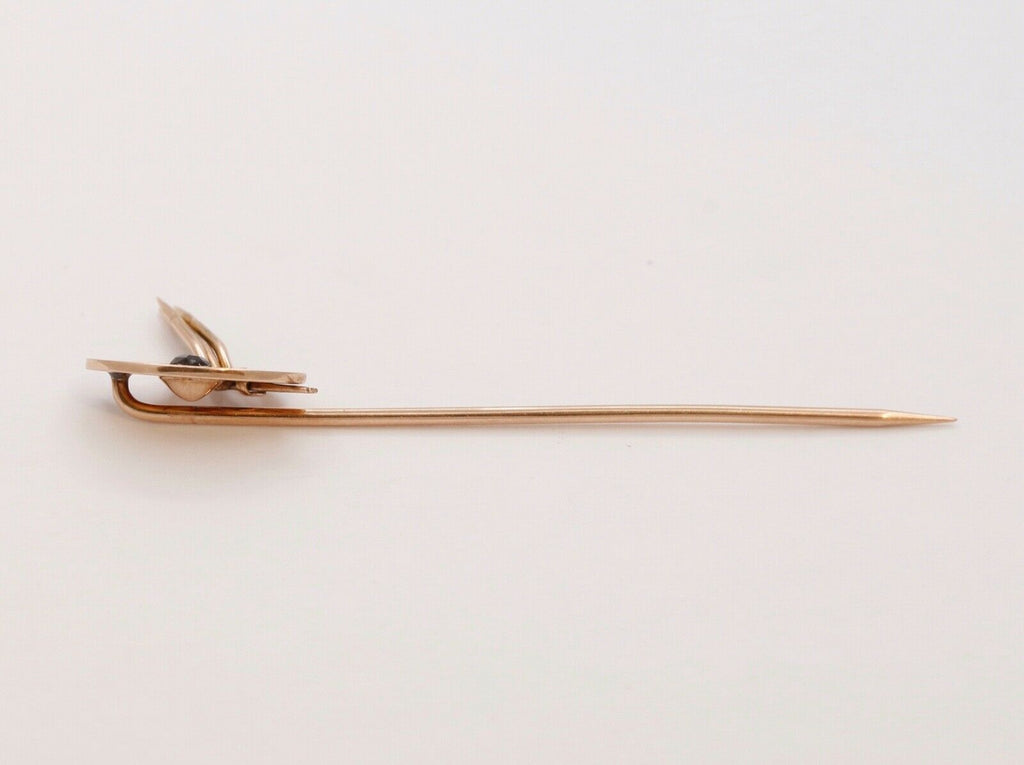 Vintage Paint Palette Blue Sapphire 14K Yellow Gold Stick Pin