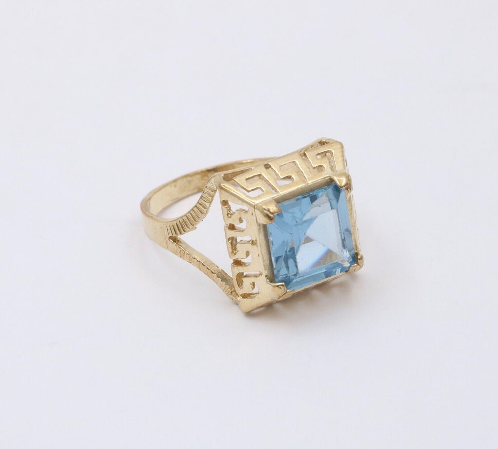 Vintage 10K Yellow Gold Greek Key Solitaire Ring