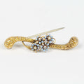 Victorian 14K Yellow Gold Enamel Forget Me Not Floral Brooch