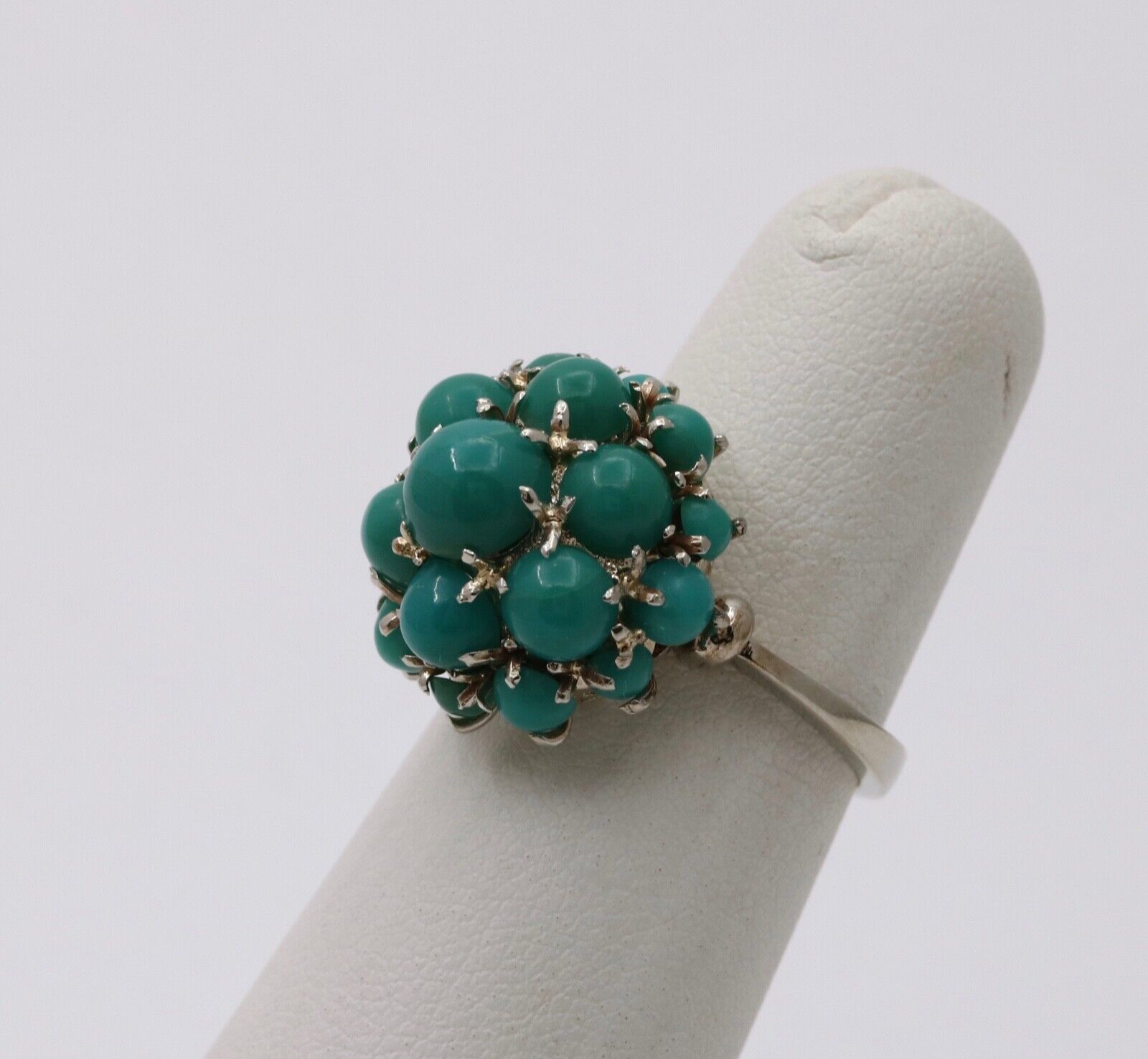 Vintage 18K Gold Dome Cluster Turquoise Ring